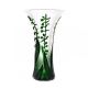 Hohe Kristallvase 24cm mit grünem Maiglöckchendekor